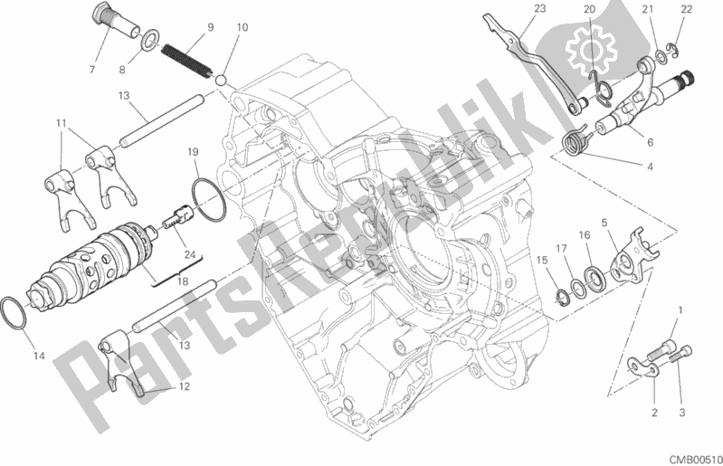 All parts for the Gear Change Mechanism of the Ducati Multistrada 1260 Touring 2020